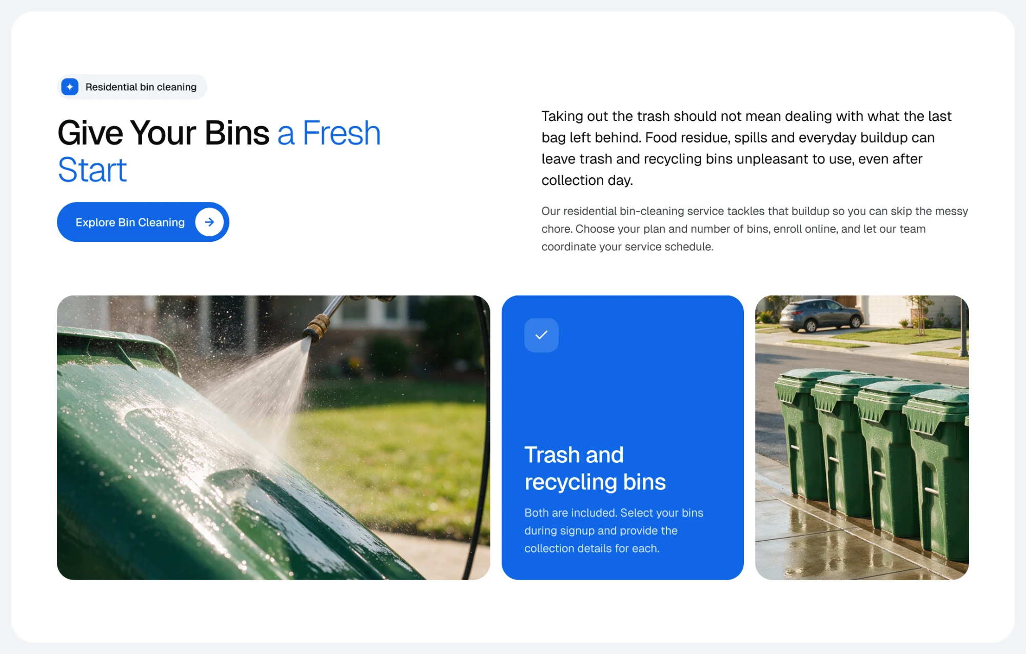 Landing page de limpeza de lixeiras